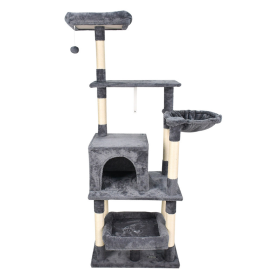 GOOPAWS 3-Tier 50-in Faux Fur Cat Tree & Condo