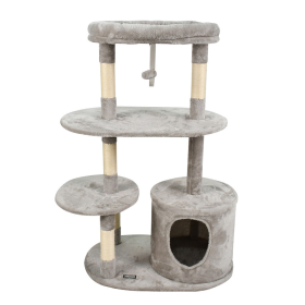 GOOPAWS 3-Tier 48-in Faux Fur Top Perch Cat Tree & Condo