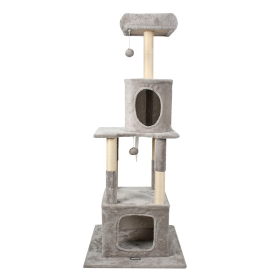 GOOPAWS 38-in Faux Fur Top Perch Cat Tree & Condo