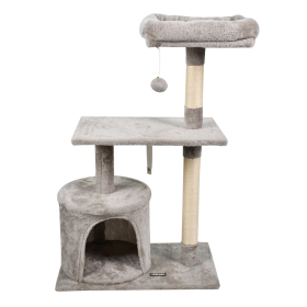 GOOPAWS 38-in Faux Fur Top Perch Cat Tree & Condo with Basket