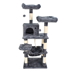 GOOPAWS 58-in Faux Fur Cat Tree & Condo