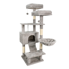 GOOPAWS Multi-Level 65-in Faux Fur Cat Tree & Condo
