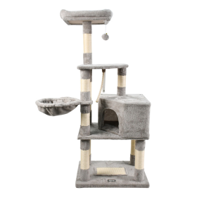 GOOPAWS 43-in Faux Fur Top Perch Cat Tree & Condo