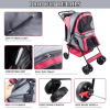 GOOPAWS 4-Wheel Promenade Pet Stroller for Dogs Cats, Safe Brake Wheels Foldable Jogging Stroller with Cup Holder, Storage Basket, Pad, Seat Belt