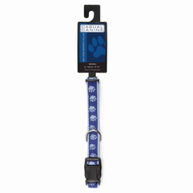CC TwoTone Pawprint Collar 10-16In Blu