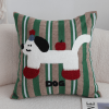 Cute Dog Print  Striped Polyester Decorative Pillowcase