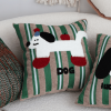Cute Dog Print  Striped Polyester Decorative Pillowcase