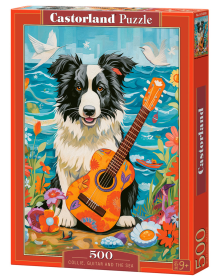 Collie, Guitar and the Sea, 500 Piece Jigsaw Puzzle
