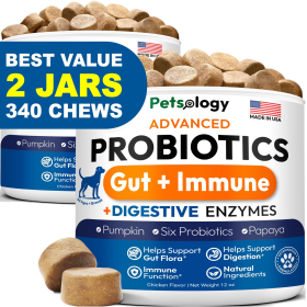 2 Pack Probiotics for Dogs 340 Dog Probiotics Chews Digestive Enzymes & Prebiotics Support Gut Health Diarrhea Gas & Constipation Relief Itchy Skin Al