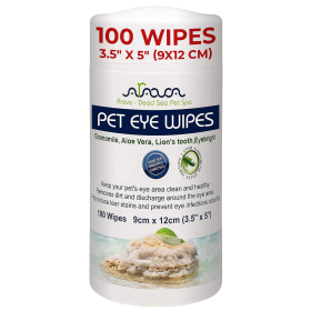 Arava Pet Eye Wipes for Dogs Cats Puppies & Kittens 100 Count Natural and Aromatherapy Medicated Removes Dirt Crust and Discharge Prevents Tear Stain