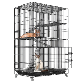 4 Tiers Cat Cage Rolling Metal Cat Playpen Enclosures Cat Kennel House