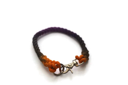 Rope Dog Collar (Color: Black, Orange, and Purple, size: 26 inches)