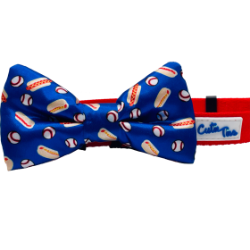 Cutie Ties Dog Bow Tie (Color: Baseball/Hotdogs, size: One size)