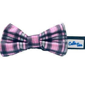 Cutie Ties Dog Bow Tie (Color: Plaid Pink, size: One size)