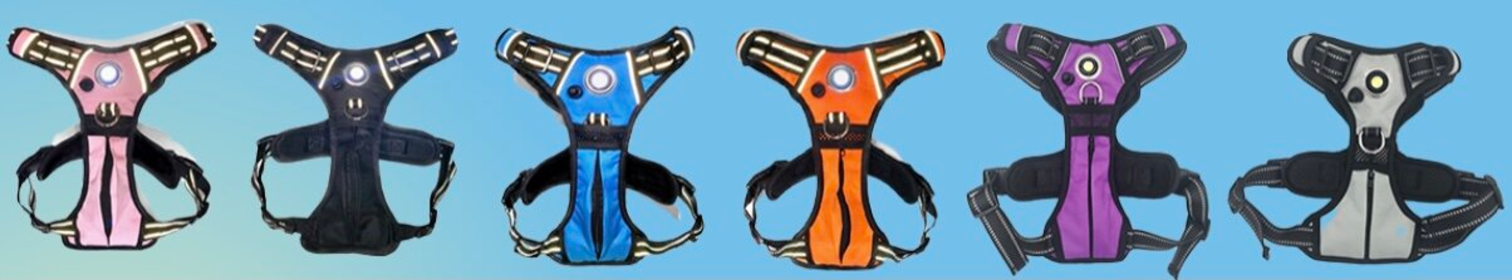Headlight Harness, Dog Harness with Built In LED Light (Color: purple, size: large)