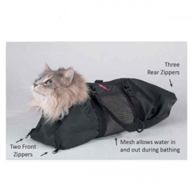 Top Performance Cat Grooming Bag (Color: Black, size: 17x9In)