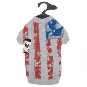 Zack & Zoey Americas Pup Flag Print Tee (Color: silver, size: medium)