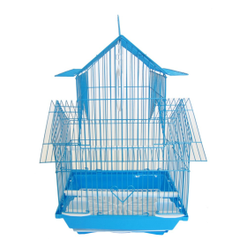 YML Pagoda Top Parakeet Cage (Color: Blue, size: Small - 11" x 9" x 16")