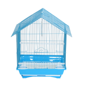 YML House Top Style Parakeet Cage (Color: Blue, size: 13.3" x 10.8" x 17.8")