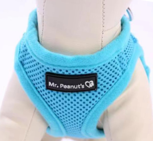 Mr. Peanut's PupTrek Small Dog/Cat Soft Mesh Step In Harness Vest (Color: Blue, size: large)