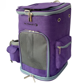 Mr. Peanut's Vancouver Series Backpack Pet Carrier for Smaller Cats and Dogs (Color: purple, size: 17 in L X 11 in W X 11 in H)