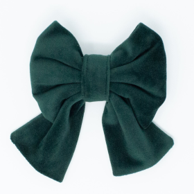Limited Edition Velvet Evergreen Sailor Dog Bow (size: Standard)