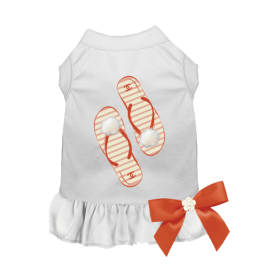 My Favorite Fuzzy Flip Flops Dog Dress (Color: White, size: large)