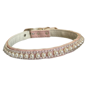 Pretty in Pink Pearl and Rhinestone Collar (Color: Pink, size: 16)