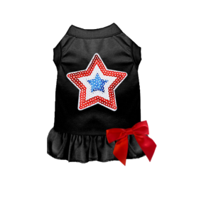 Sequin Star Dress/Tee (Color: Black, size: 2X Large)