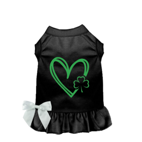 Shamrocks & Hearts Dog Dress/Shirt (Color: Black, size: small)