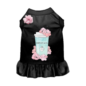 Sniffany and Coffee Dog Dress (Color: Black, size: large)