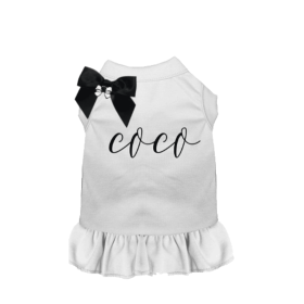 Fancy Coco Dog Dress (Color: White, size: small)