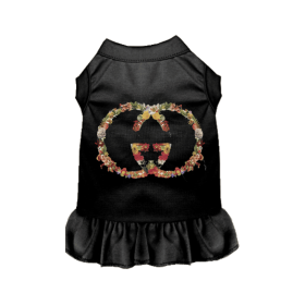 Floral Pucci Dog Dress (Color: Black, size: large)