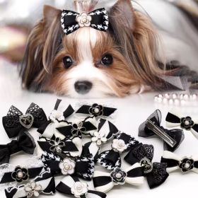 Maison gance Haute Couture Pet Bow Collection (Color: Solid Red, size: medium)