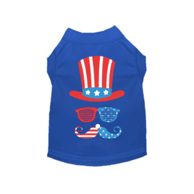 Uncle Sam Style Tee Blue Patriotic Dog Shirt (Color: Solid Light Pink, size: S)