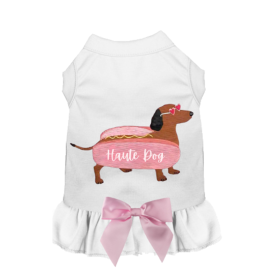 One Haute Dog- Dog Dress (Color: Cream, size: large-l)