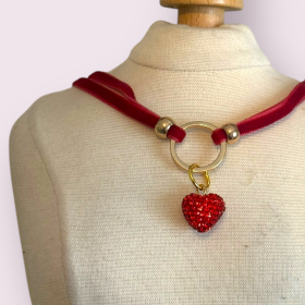 My Sweet Petite Luxury Velvet Rope Dog Collar Necklace (Color: Cream, size: medium-m)