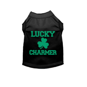 Lucky Charmer St. Patrick's Day Dog Tee (Color: Black, size: large)