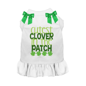 Cutest Clover St. Patrick's Day Dog Tee/Dress (Color: Dark Brown, size: XS)