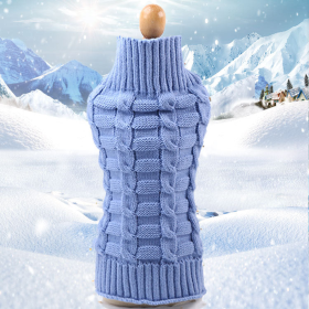 Cashmere Twisted Rope Pet Sweater (Color: Blue, size: L)