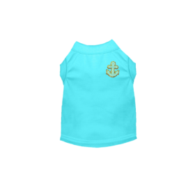 Chenille Embroidered Anchor Dog Shirt (Color: Blue, size: medium)