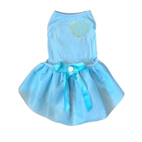 Chenille Heart Dress (Color: TEAL HEART, size: X Small)