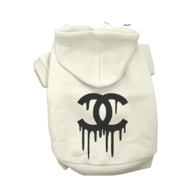 Chewnel Drippy Dog Hoodies (Color: Cream, size: X Large)