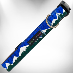 Snowcap Mountain Dog Collars (Color: Bl/Gr Snowcap Mtn, size: XL 1.5" wide fits 18-28" neck)