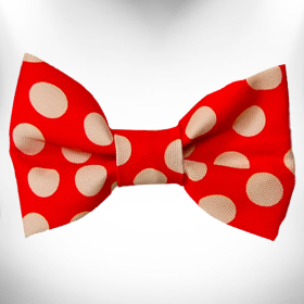 Doggie Bow Tie Design (Color: Tan Polka Dot on Red, size: Small 4"x 2")