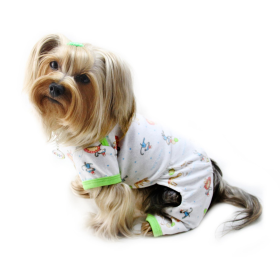 Knit Cotton Pajamas with Party Animals (Color: White, size: medium)