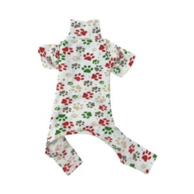 Christmas Paw Print PJ (Color: White, size: X-Small)