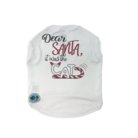 Dear Santa/Cat Tee (Color: White, size: large)