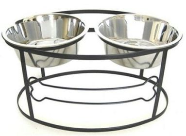 Bone Raised Double Dog Bowl (Option: Large/Black)