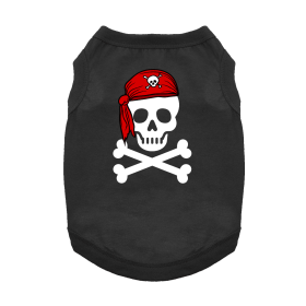 Pirate Skull with Red Bandana Dog Shirt (Color: Jet Black, size: large)